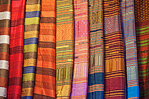特写,丝绸,布,收获,柬埔寨