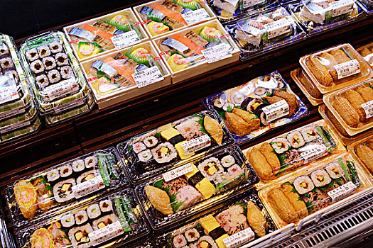 包装,寿司卷,方便食品,日本,超市,东京,亚洲