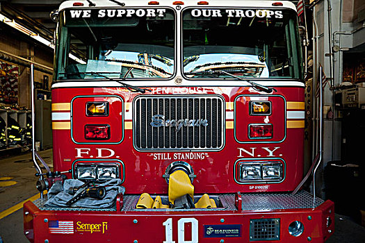 火灾,卡车,室内,消防队,正面,零点地带,曼哈顿,纽约,美国