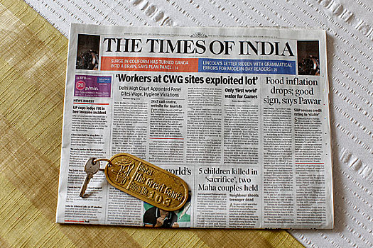 印度,里虚克虚,酒店钥匙,报纸