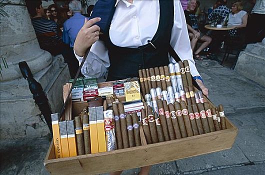 女人,雪茄,摊贩,托盘,哈瓦那,古巴