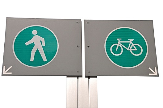 自行车,行人,路标