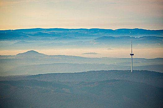 山,雾,电视塔,科布伦茨,莱茵兰普法尔茨州,德国,欧洲