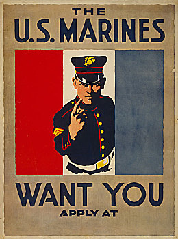 海军,指向,海军陆战队,招募,海报,一战,美国,历史