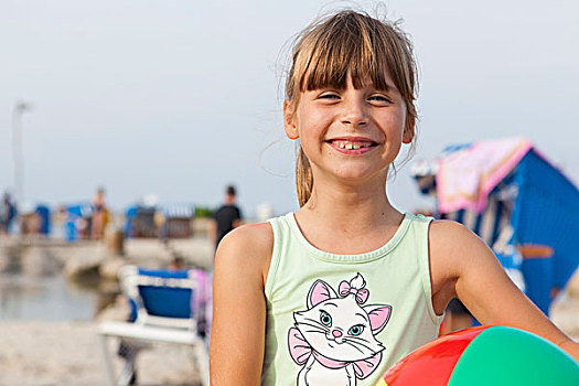 女孩,5-10岁,海滩