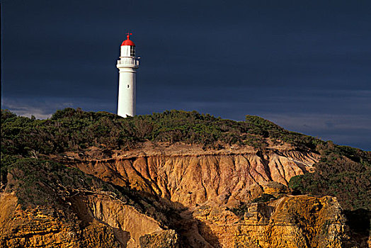 灯塔,砂岩,悬崖,海洋,道路,维多利亚,澳大利亚