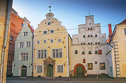三个,兄弟,中世纪,房子,老城,里加,拉脱维亚