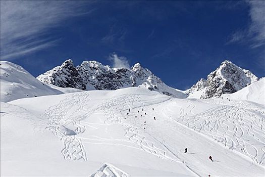 滑雪,斜坡,山,靠近,奥地利