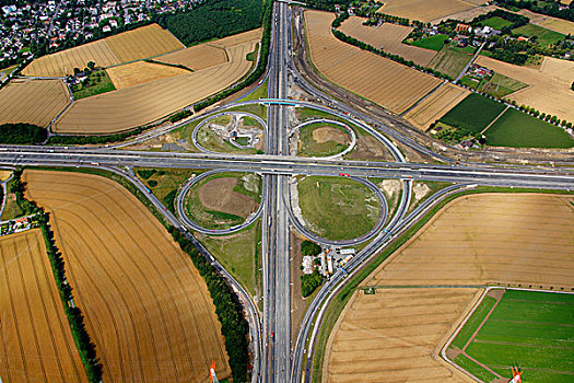 航拍,十字架,连通,重建,高速公路,区域,北莱茵威斯特伐利亚,德国,欧洲