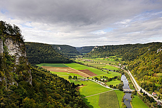 风景,石头,秋天,多瑙河,山谷,靠近,地区,锡格马林根,巴登符腾堡,德国,欧洲