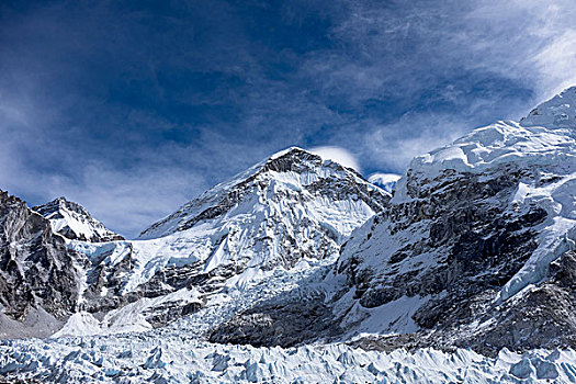 珠穆朗玛峰,昆布,冰河,露营