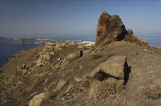 火山岩,石头,锡拉岛,基克拉迪群岛,爱琴海,希腊