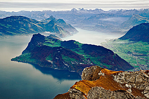 琉森湖,围绕,阿尔卑斯山,乡村,皮拉图斯,山,靠近,瑞士
