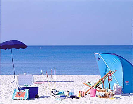 折叠躺椅,海滩伞,海滩