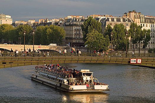 法国,巴黎,桥,游船
