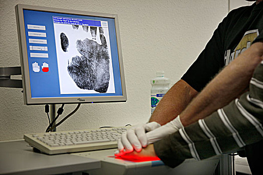 指纹,手印,记录,数码,扫描仪,识别,嫌疑犯,罪犯,调查,场景