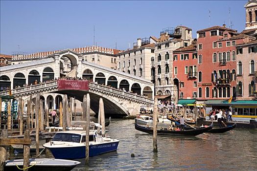 船,大运河,正面,里亚尔托桥,威尼斯,威尼托,意大利,欧洲