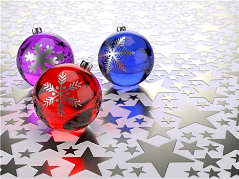 圣诞节,彩球,银,星,背景