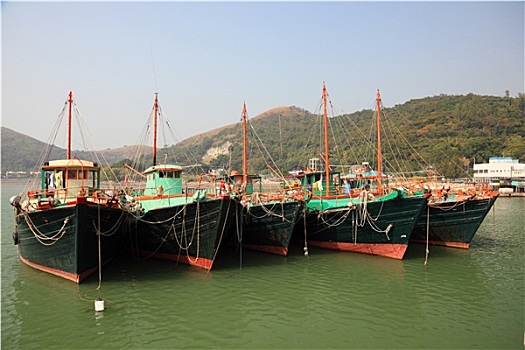 渔船,大澳,乡村,大屿山,香港,中国