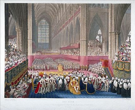 加冕,乔治四世,威斯敏斯特教堂,伦敦,19世纪,七月