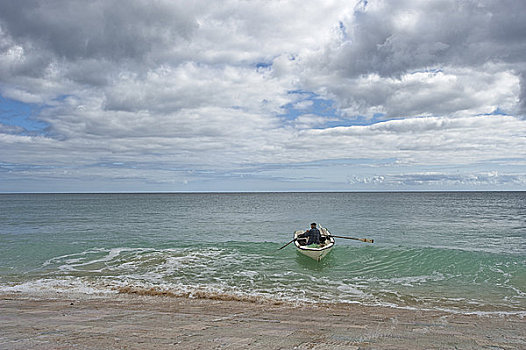 船,海滩,阿尔加维,葡萄牙