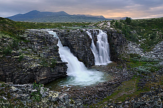 瀑布,河,罗丹国家公园,挪威,欧洲