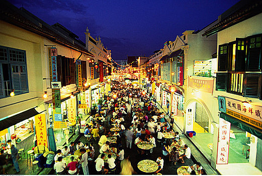 热闹街道,夜晚,街道,新加坡