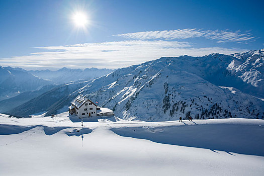 雪鞋,远足,上方,阿尔卑斯山,提洛尔,奥地利