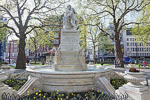 英格兰,伦敦,莱斯特广场,莎士比亚,雕塑