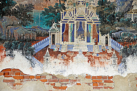 绘画,印度教,罗摩衍那,皇宫,金边,柬埔寨,亚洲