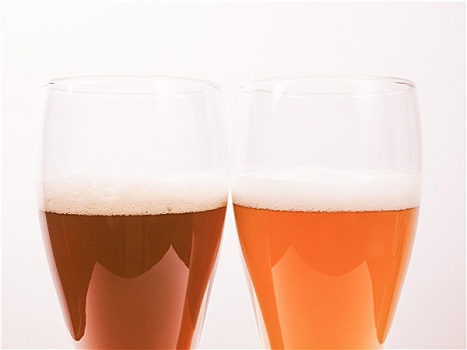 复古,看,两个,玻璃杯,德国,啤酒
