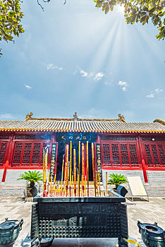 河南郑州新郑黄帝故里景区的轩辕庙古建筑