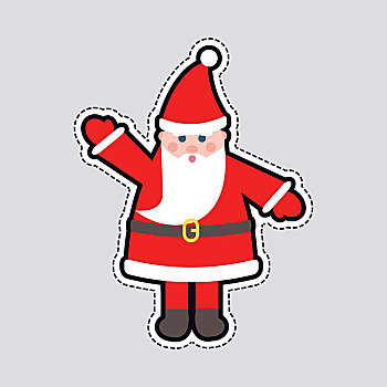 圣诞老人,红色,衣服,抬手,玩具,插画,隔绝,抠像,纸,男人,圣诞节,帽子,白色,胡须,褐色,腰带,腰部,简单,卡通,风格,设计,正面,矢量