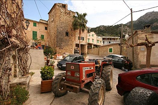 拖拉机,山村,马略卡岛,西班牙,欧洲