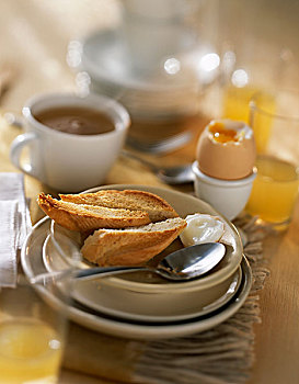 早餐,煮蛋,吐司,咖啡