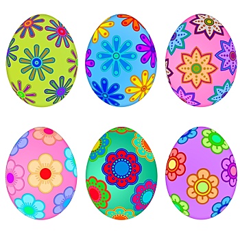 彩色,复活节彩蛋,花卉图案