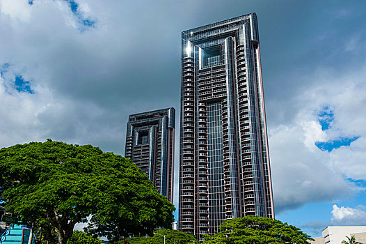 高层建筑,建筑,市区,檀香山,瓦胡岛,夏威夷,美国,北美