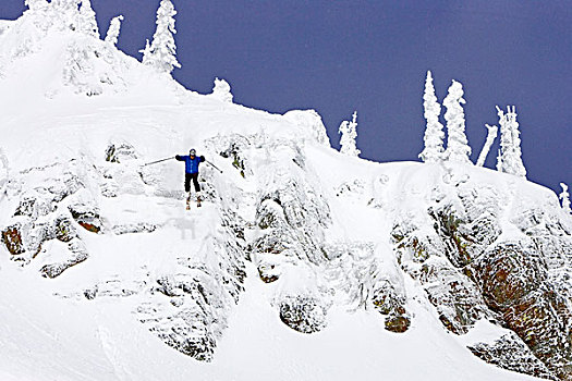 滑雪,跳跃,悬崖,北方,器具,脸,大,靠近,白鲑,蒙大拿