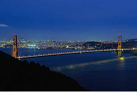 金门大桥,城市,黄昏,旧金山,加利福尼亚,美国