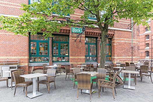 德国汉堡街边餐馆,露天咖啡馆