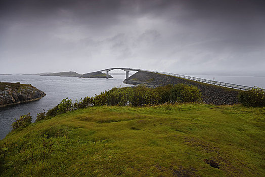 桥,多云,雨天,挪威,欧洲