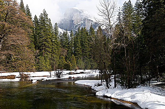 河,冬天,风景,优胜美地国家公园,加利福尼亚,美国