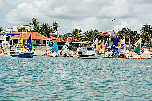 brazil,pernambuco,porto,de,galinhas,sailing,boats,going,to,the,natural,pools