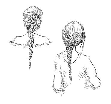 辫子,发型,矢量,绘画