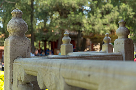 北京故宫御花园汉白玉石柱