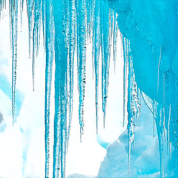 南极,特写,冰山,冰柱