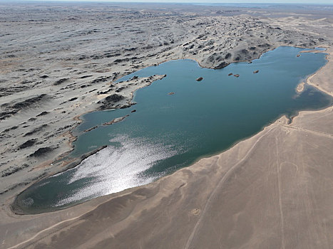 新疆哈密,戈壁深处惊现,黑湖,美景