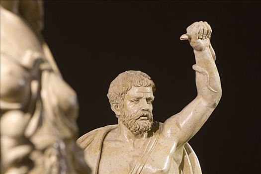 罗马人,雕塑,一个,男人,拿着,蛇,上方,头部,维也纳,奥地利