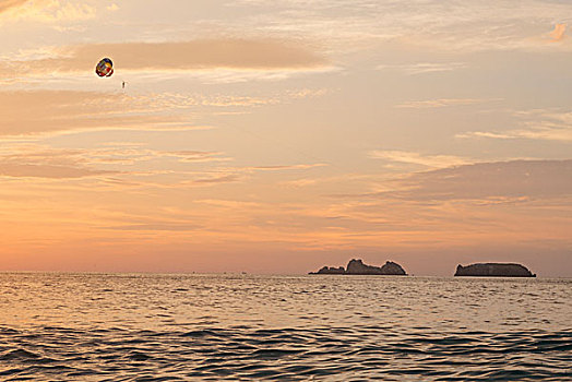 帆伞运动,日落,墨西哥