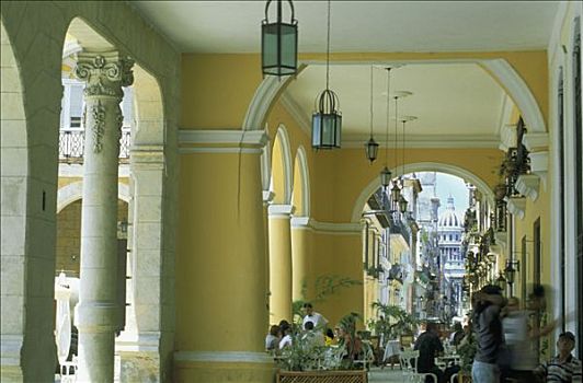 古巴,哈瓦那,广场,平台,拱道,背景